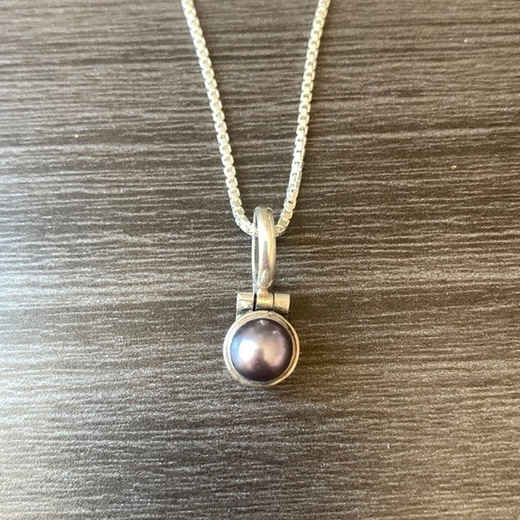 Freshwater‎ Pearl and Silver Filigree Pendant on Silver Box Chain Necklace 16” - Picture 5 of 10